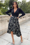 Black And Green 2 in 1 Marble Print Wrap Dress