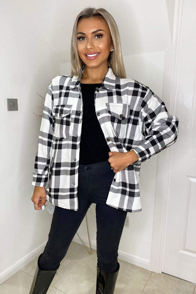 Black and White Checked Shirt Jacket – AX Paris