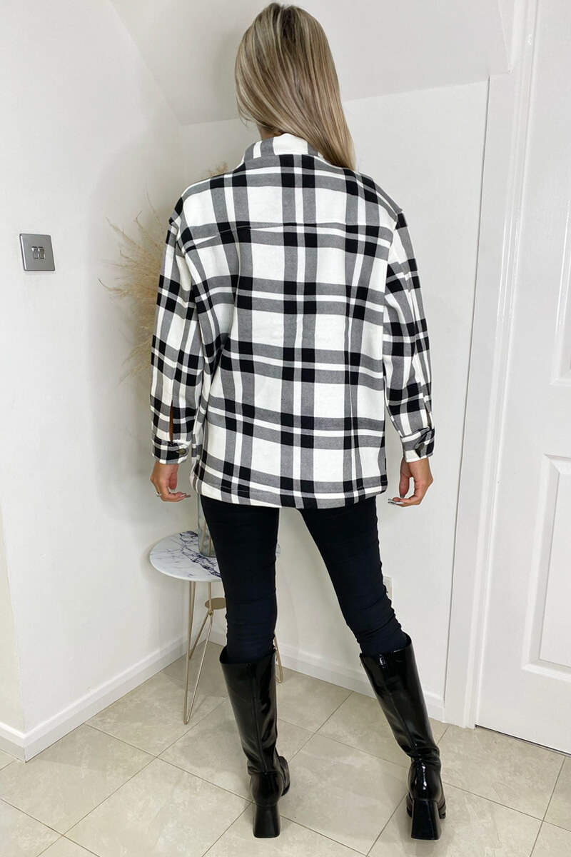 Black and White Checked Shirt Jacket