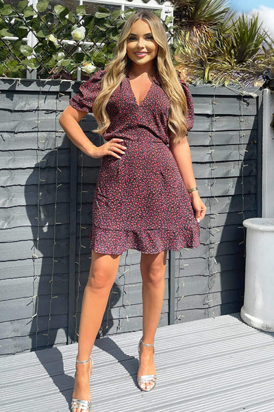 Floral Printed Short Sleeve Mini Skater Dress – AX Paris