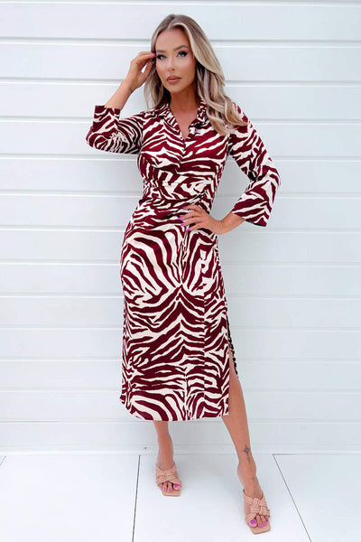 burgundy leopard print dress MY GOOD SIDE LEOPARD MESH MAXI DRESS IN BURGUNDY