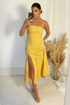 Yellow Strappy Smock Midi Dress