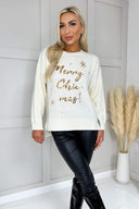 Cream Merry Chic-mas Sequin Knit Jumper