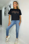Black Coco Rose Gold Slogan T-Shirt