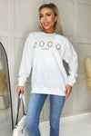 White Coco Gold Slogan Sweatshirt