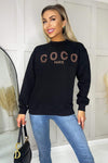 Black Coco Rose Gold Slogan Sweatshirt