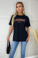 Black J'Adore Rose Gold Slogan T-Shirt