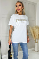 White J'Adore Gold Slogan T-Shirt