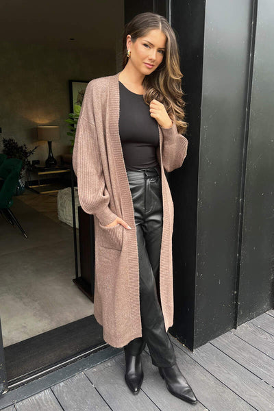 Mink Knitted Midi Dress And Cardigan Co-ord AX Paris Mink Knitted Midi Dress And Cardigan Co-ord AX Paris