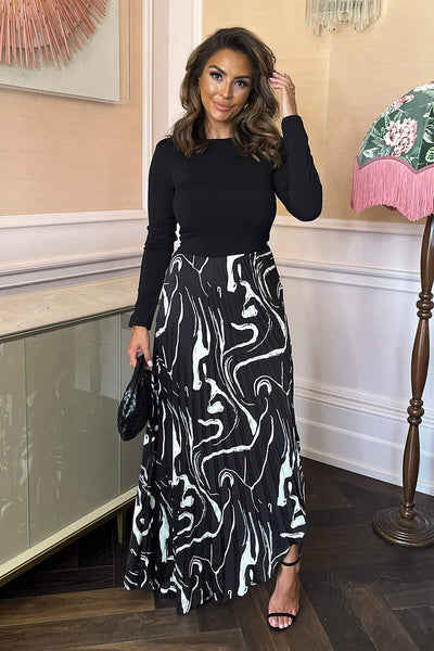 Black Skirt And Pleated Maxi Skirt Wedding Guest Black Pleated
