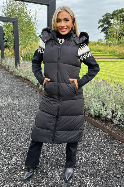 Ax Paris Long Black Puffer Coat Ladies Puffer Jacket Longline