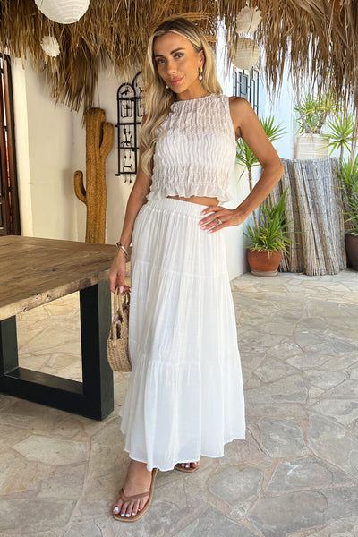 White Tiered Midi Skirt – AX Paris