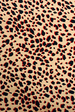 Red Animal Print Tie Side Wrap Over Midi Dress