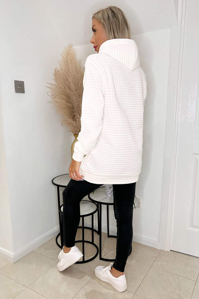 Cream Quilted Hoodie