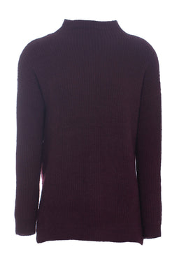 Wine High Neck Side Split Jumper