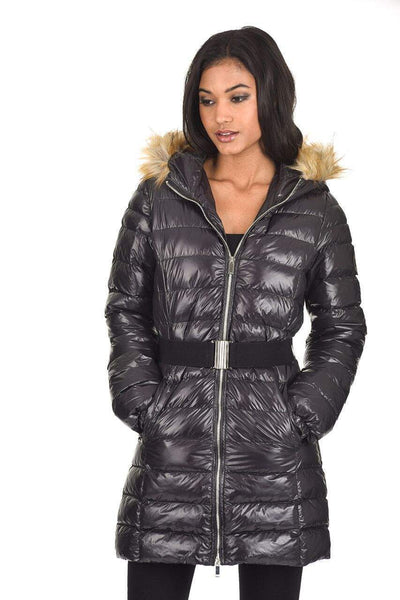 long black wetlook coat