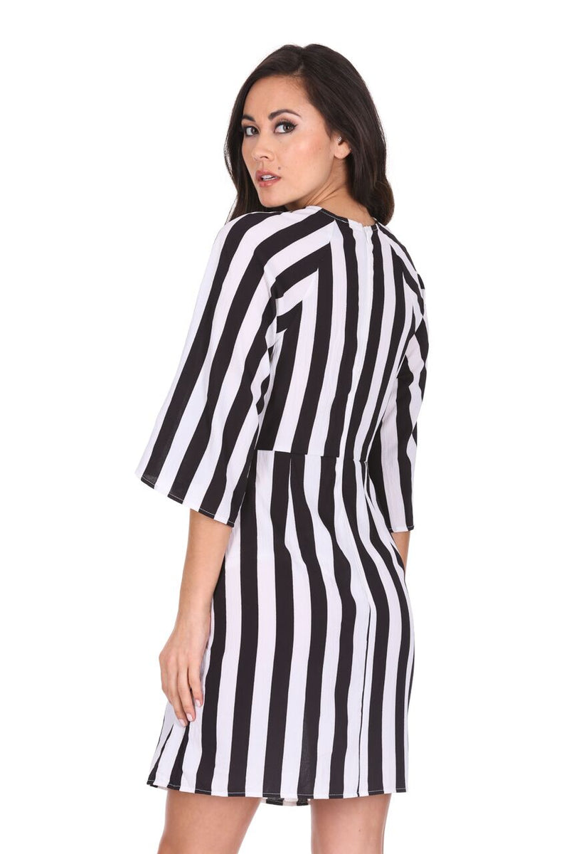 Black & White Striped Tie Waist Dress