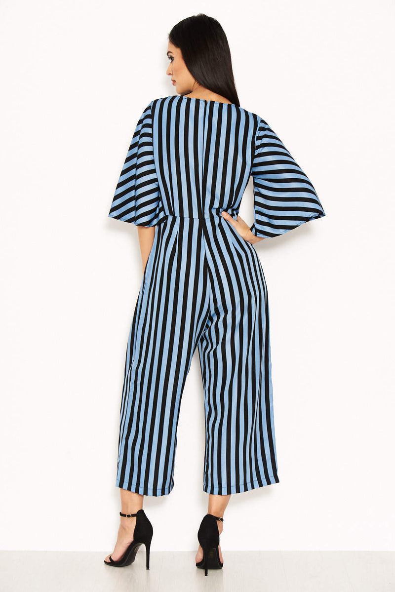 Blue Stripe Culotte Jumpsuit