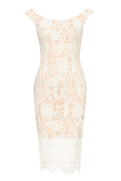 chinese dress ladies Cream And Nude Crochet Bardot Dress – AX Paris