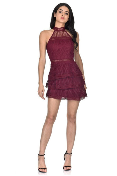 Plum Crochet Tiered Dress – AX Paris