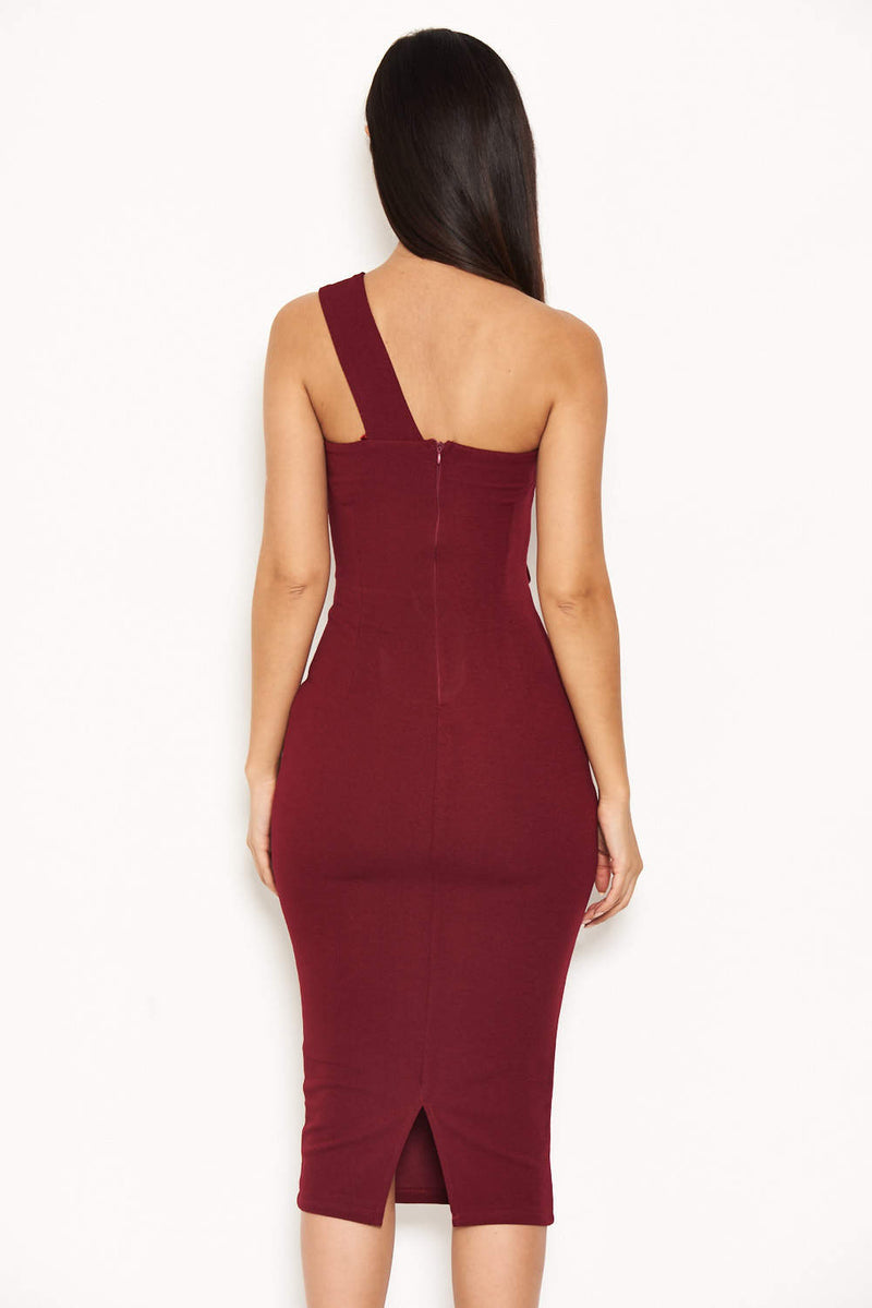 Plum One Shoulder Strap Midi Dress