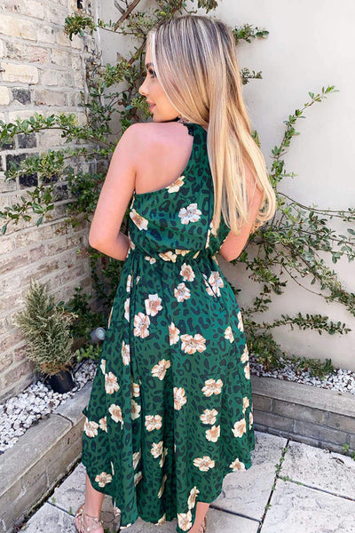 Green Leopard Print High Neck Dress – AX Paris