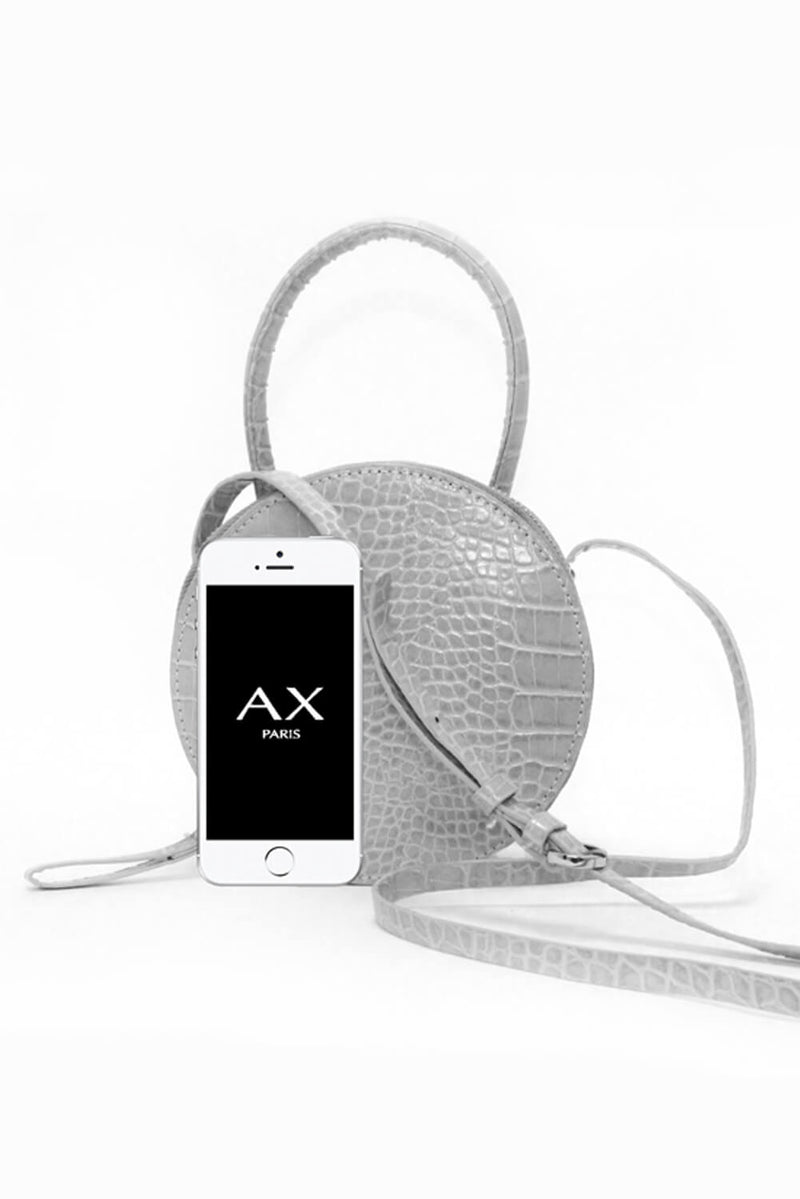 Grey Circular Croc Bag