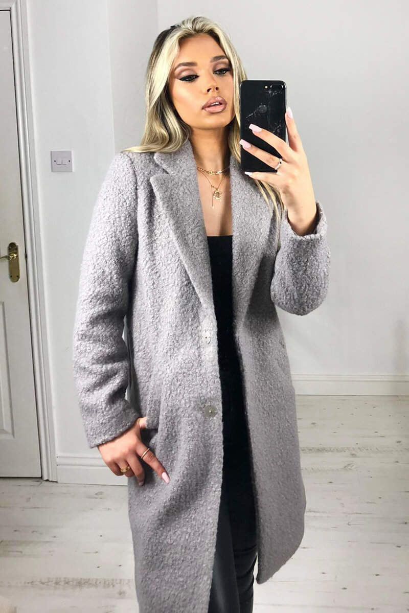 Grey Long Teddy Coat