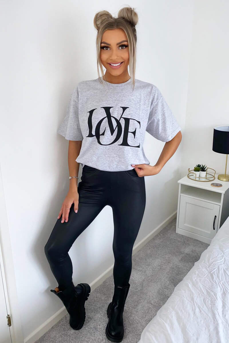 Grey Love Oversized Tee