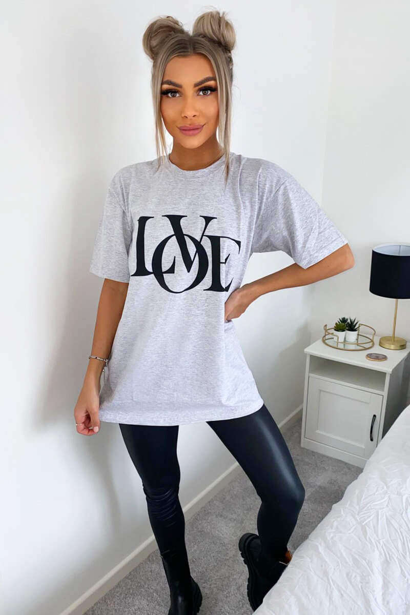 Grey Love Oversized Tee