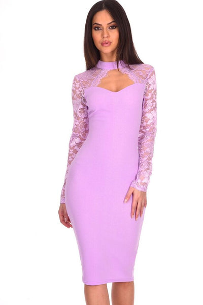 Lilac Halter Neck Lace Midi Dress – AX Paris