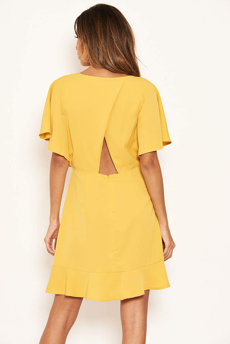 Mustard Cross Over Back Dress