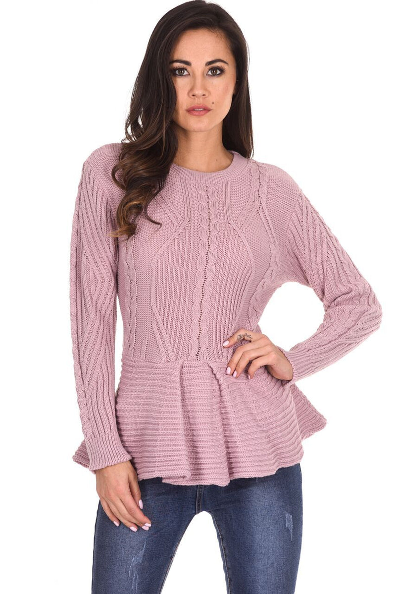 Pink Peplum Knitted Jumper