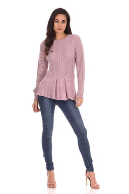 Pink Peplum Knitted Jumper