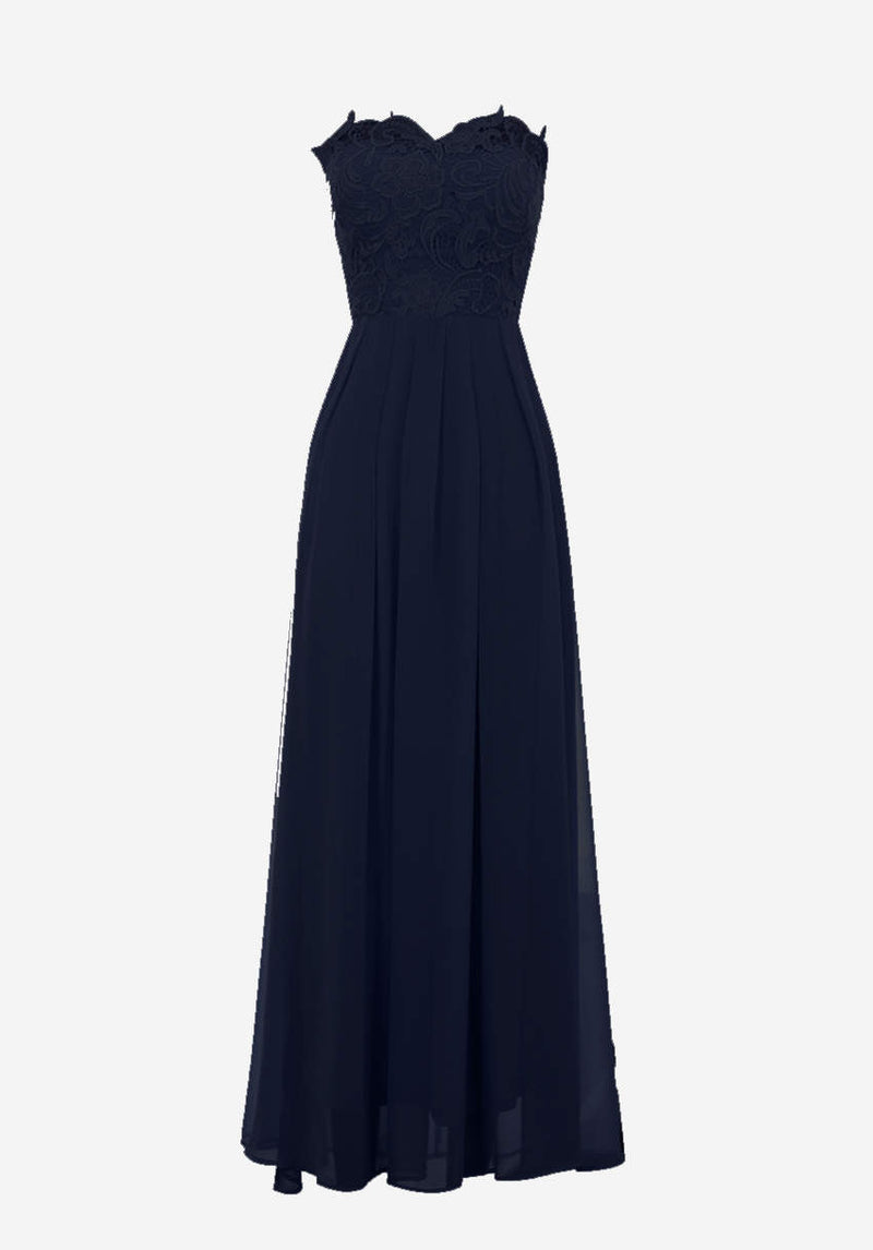 Navy Crochet Bandeau Top Maxi Dress