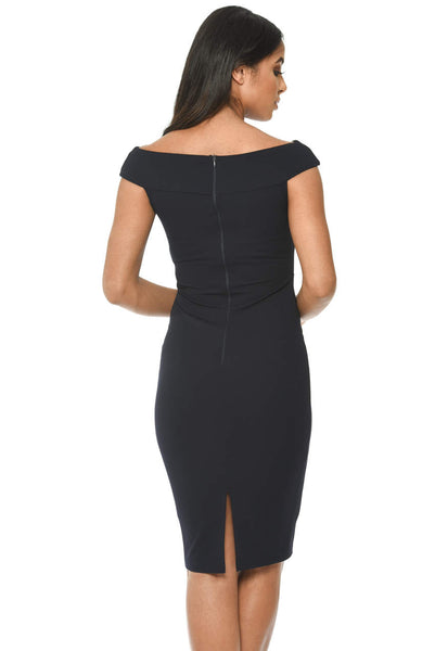 Navy bardot hotsell bodycon dress