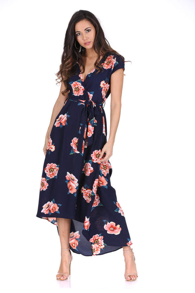 Navy floral wrap on sale dress ax paris