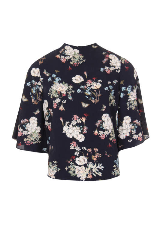 Navy Floral Print Top