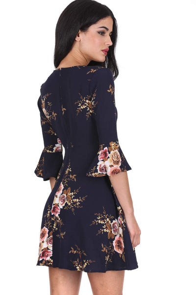 Navy floral wrap dress ax paris deals