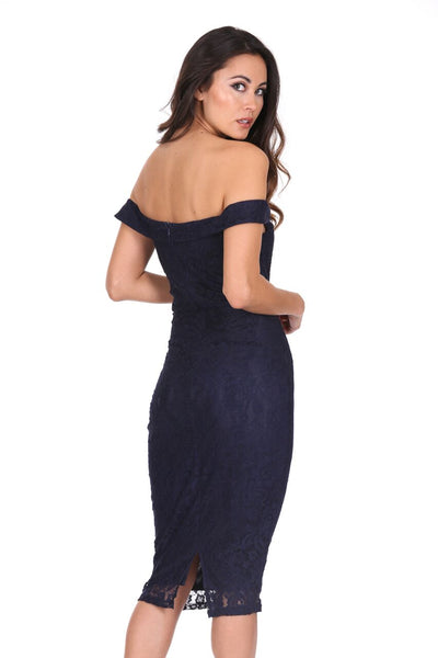 Navy Lace Bardot Midi Dress – AX Paris