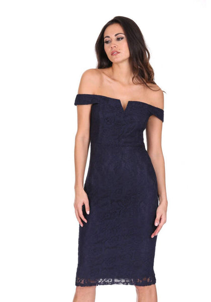 Navy bardot dress sales