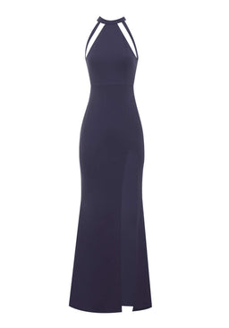 Navy Mesh Detailing Maxi Dress