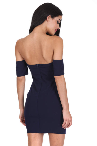 navy blue off the shoulder short dress Mini – AX Paris 100% Polyester Length Late 90s Homecoming Group Size:child-3 Jersey
