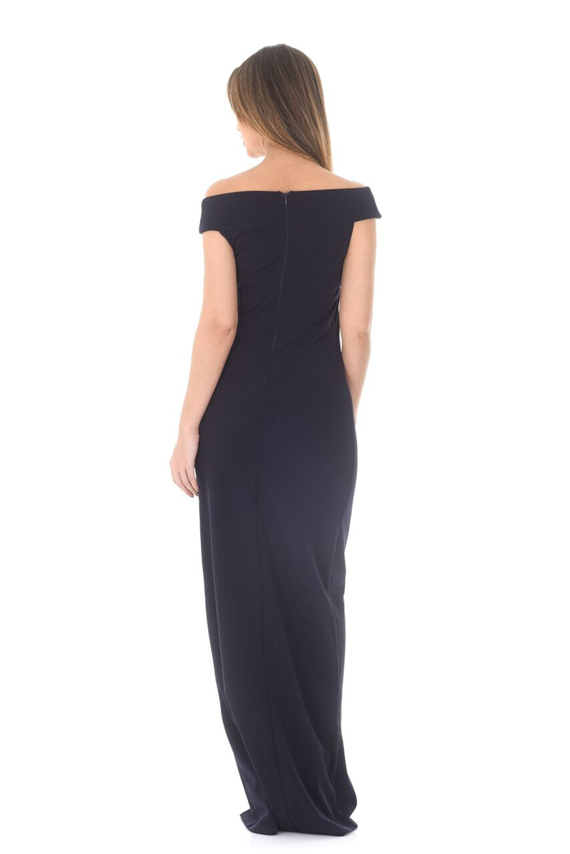 Off The Shoulder Navy Cross Maxi Dress