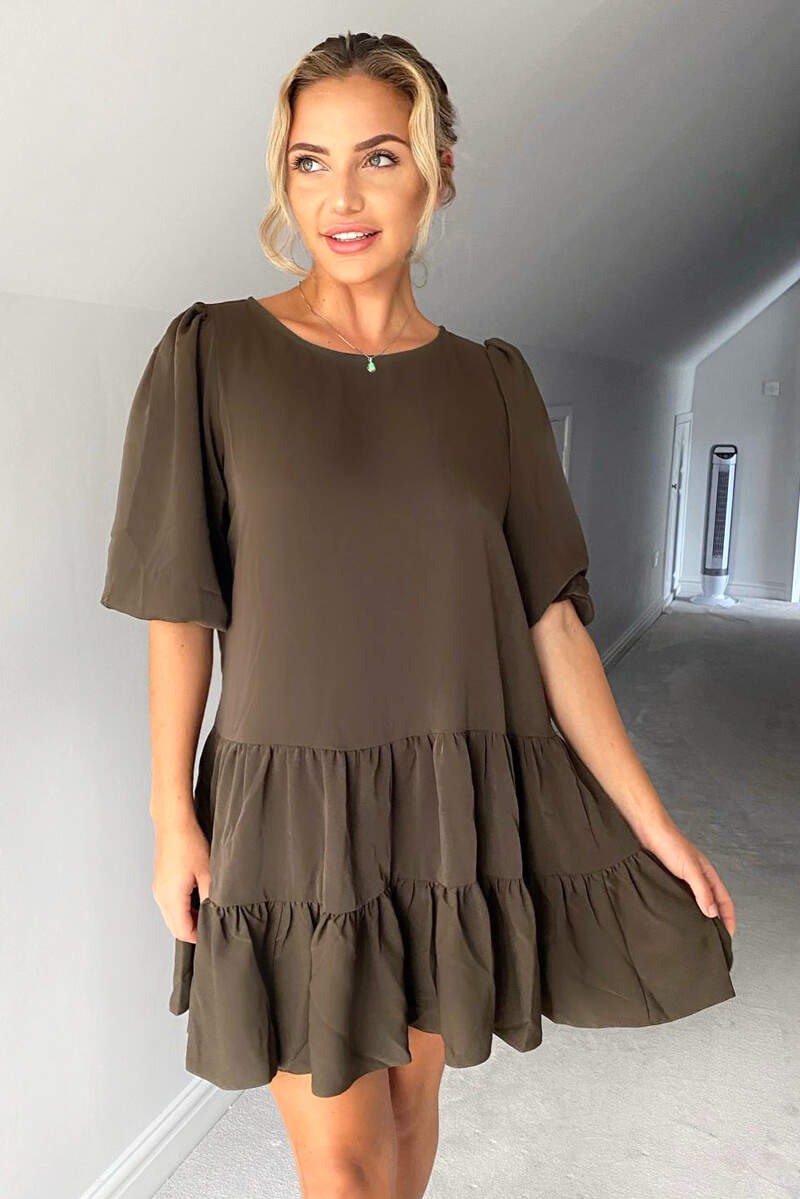 Olive Frill Swing Dress