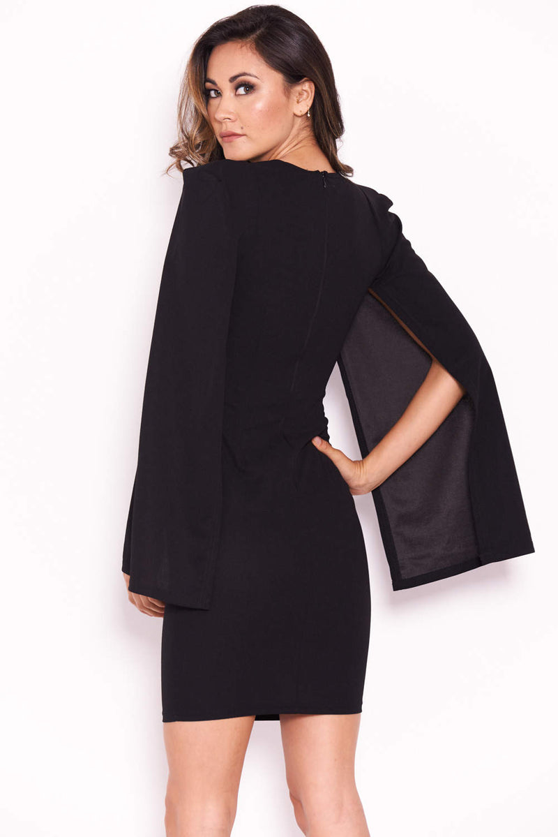 Black Split Sleeve Mini Dress