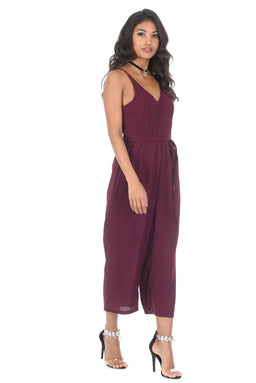Plum Spaghetti Strap Jumpsuit