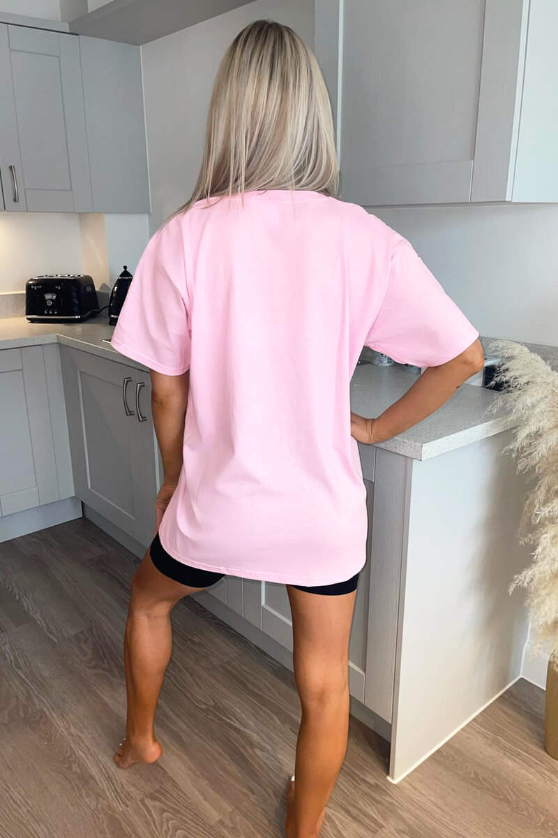 Pink Essential Slogan Oversized Tee