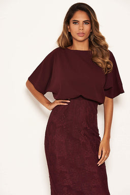 Plum 2 In 1 Lace Skirt Dress