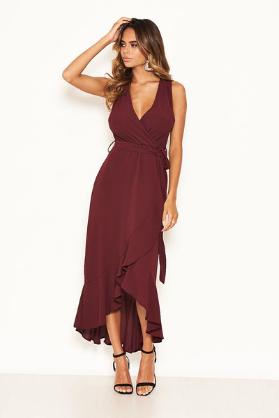 Plum Maxi Dress | Plum Frill Wrap Maxi Dress | Maxi Dresses